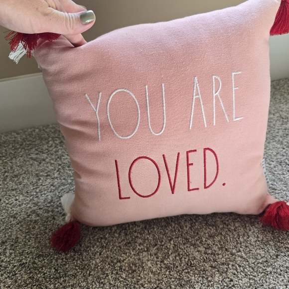 Pink 'You Are Loved' Decorative Pillow Rae Dunn - Picture 2 of 5